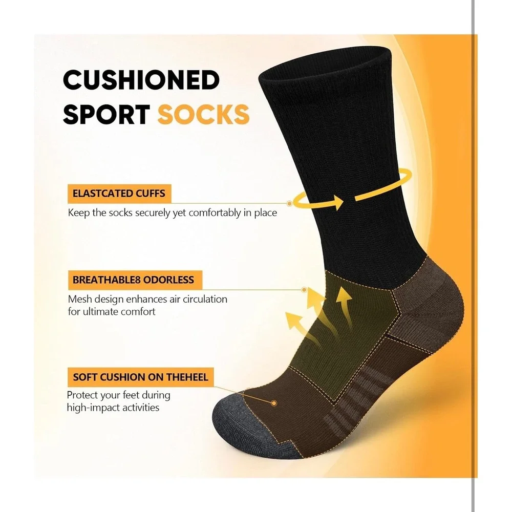 Cotton Crew Socks Work HikingThermal Warm Boot Sock Cushioned Moisture‎ Athletic